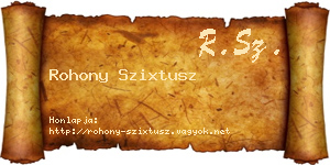 Rohony Szixtusz névjegykártya